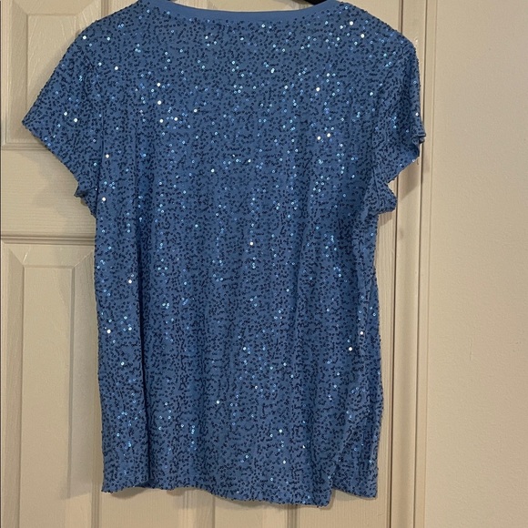 Too Calvin Klein Sparkling Blue Short Sleeve Top. Med elevate your look. - Picture 3 of 3